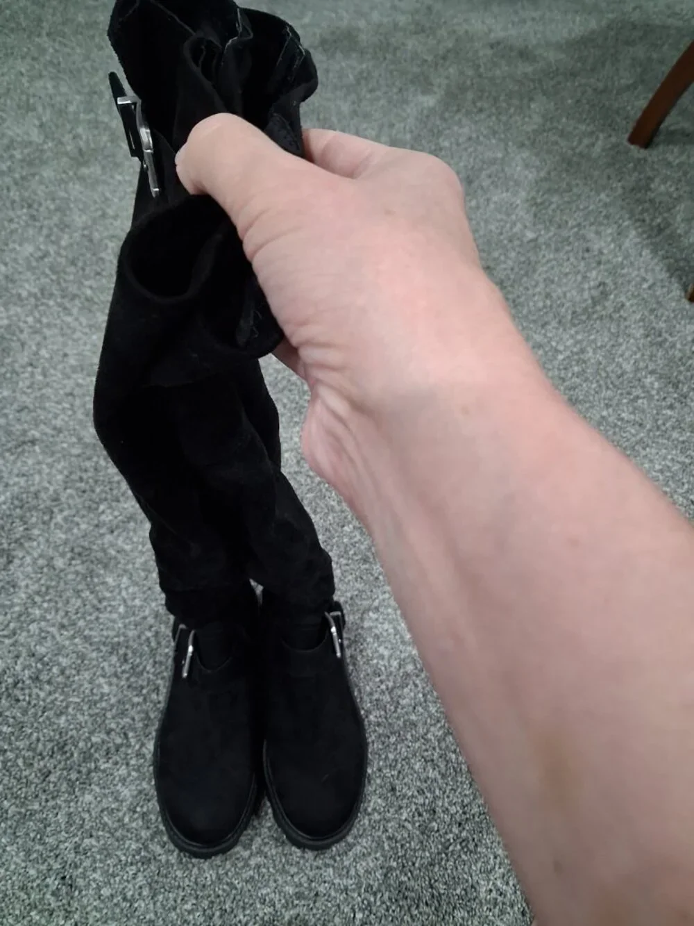Nine West Nans Lug Sole Over-the-Knee Boots – Black Faux Suede – Size 6.5 (BNWT)